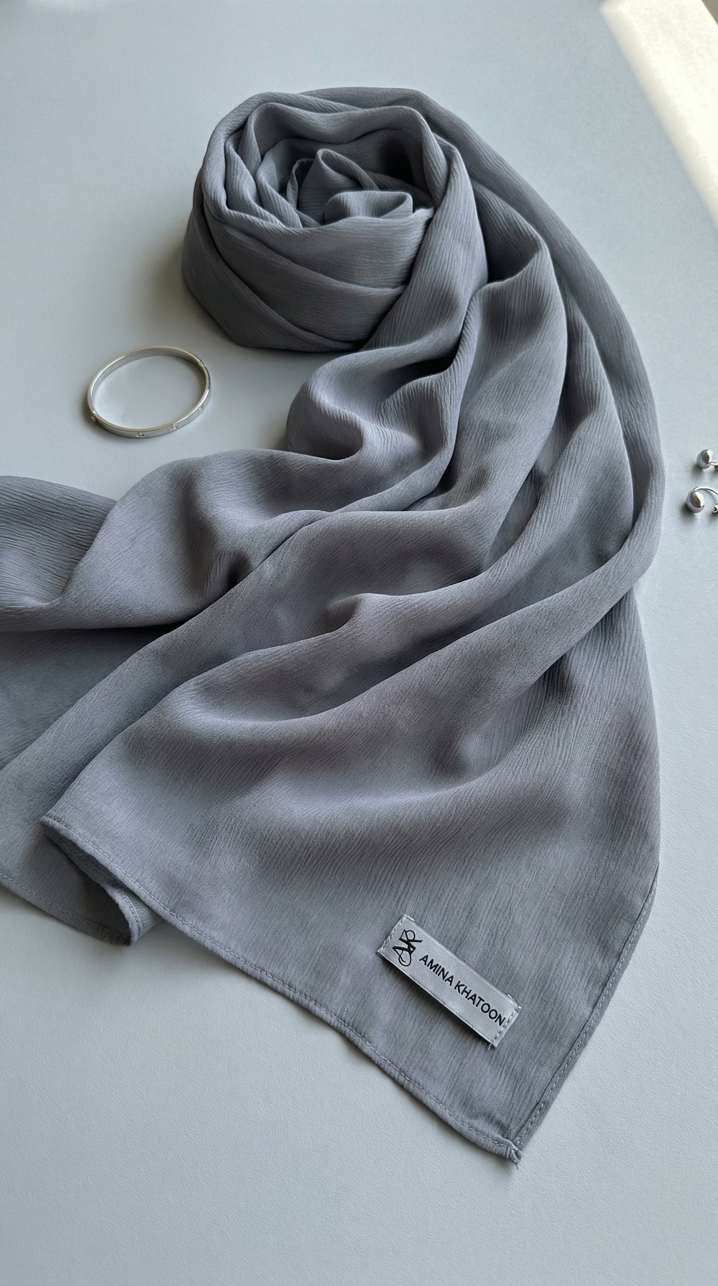 GREY CHIFFON SCARF