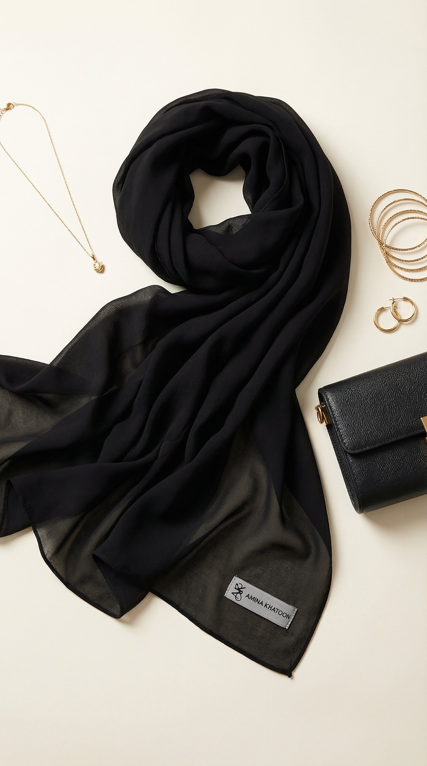 BLACK CHIFFON SCARF